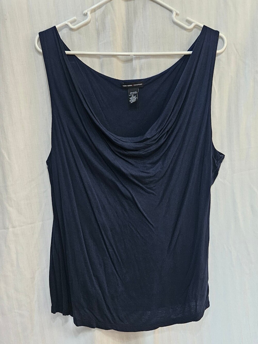 New York & Company Tank - Cowl Neck Navy Sleeveless Y2K - Size XL